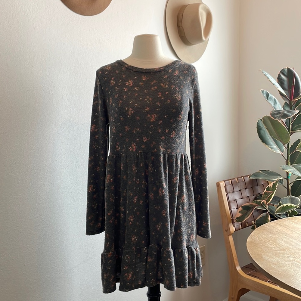 Babydoll floral fleece dress